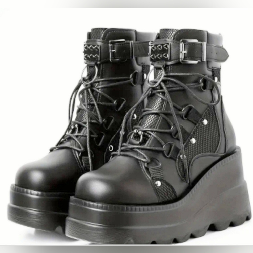 Platform Motorcycle Ankle Boots